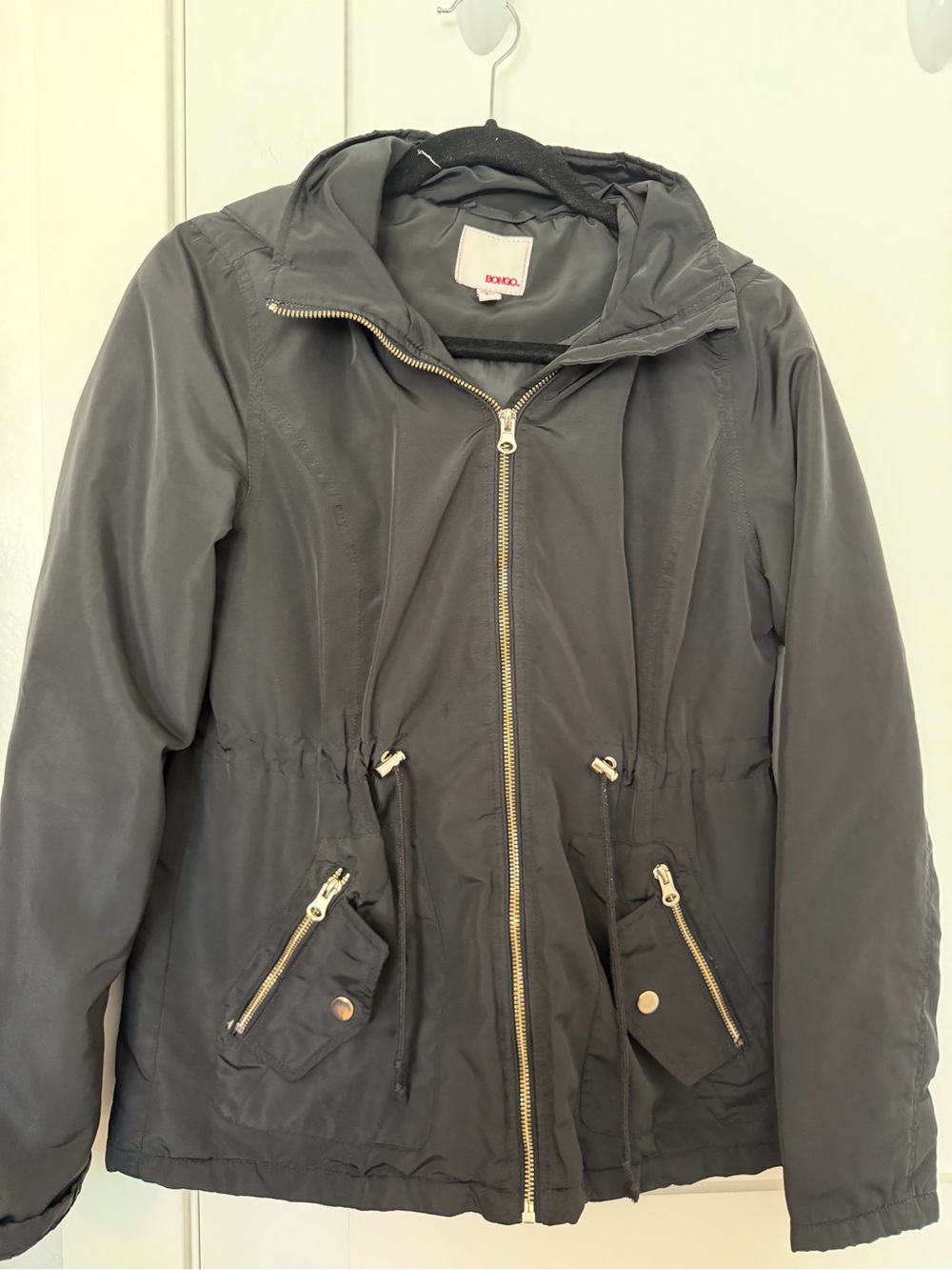 Bongo  Women’s Black Hooded Zip-Front Jacket